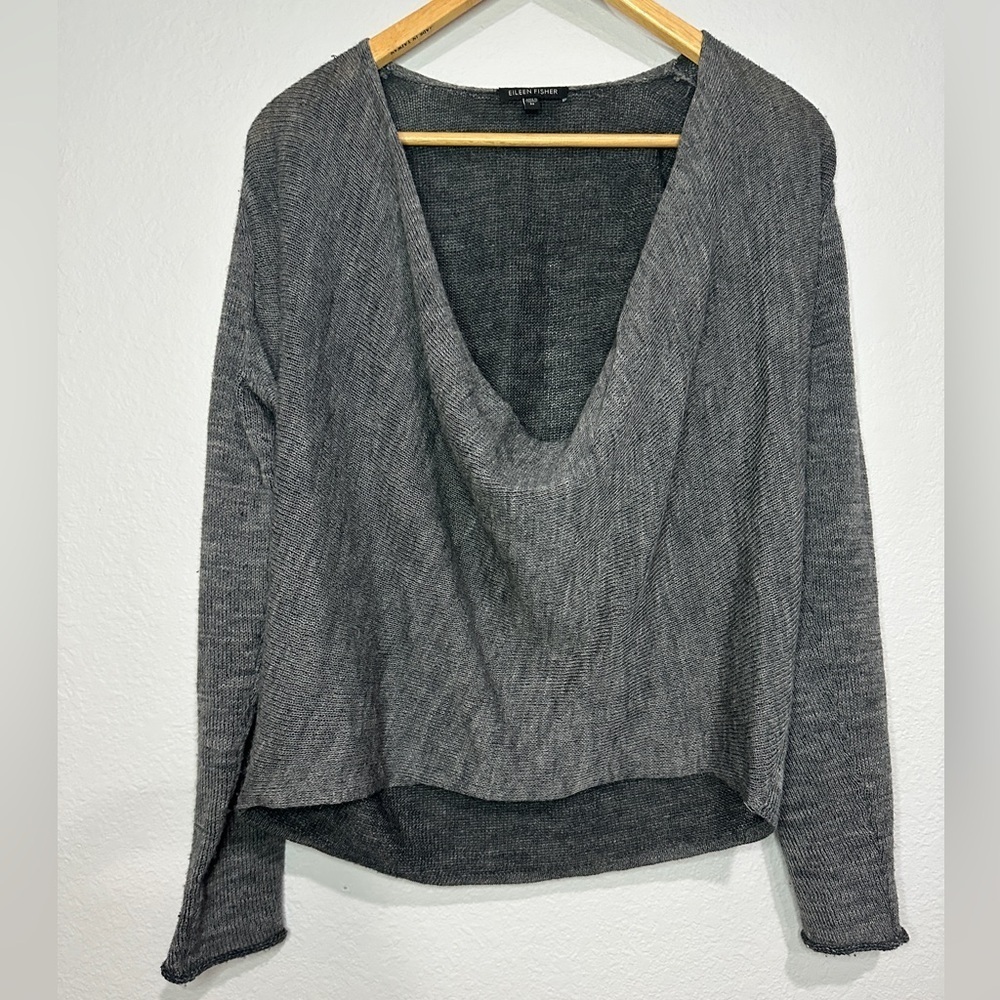 Eileen Fisher Drape Neck Wool Blend Sweater Women’s Medium